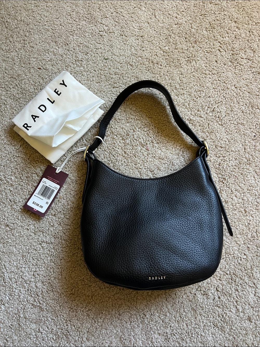 RADLEY LONDON Black Pebbled Shoulder Hobo